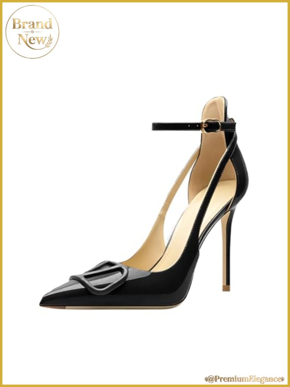 Women's Strappy Pointed Toe High Heel Stiletto Pumps Faux Leather Ankle Strap